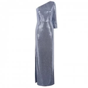 image of Adrianna Papell Mirror One Shoulder Gown - Dutch Blue