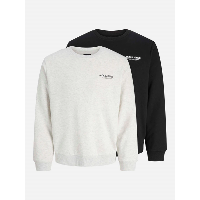 Image of Jack and Jones Mens Mason Pack Crew Sweatshirt Black/White Mel male S