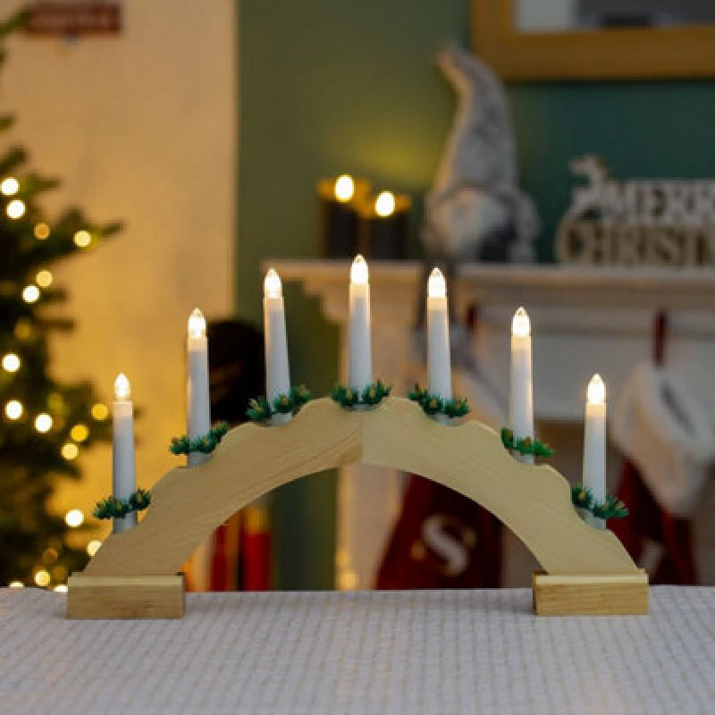 Image of Christmas Workshop Arched Wooden Candle Bridge Light