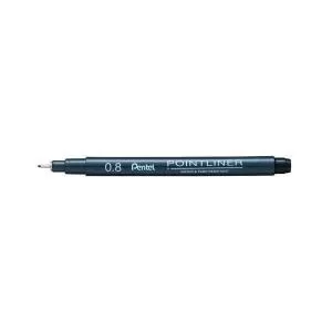 image of Pentel Pointliner Pigment Liner 0.8mm Black Pack of 12 S20P-8A PE04198