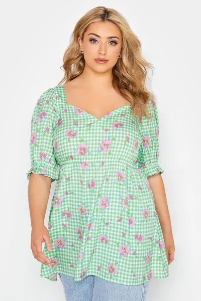 Image of Yours Peplum Top Green