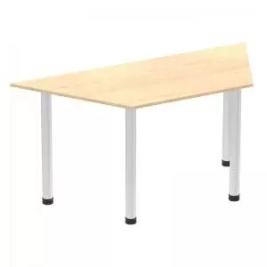 Image of Impulse 1600mm Trapezium Maple Top Brushed Aluminium Post Leg