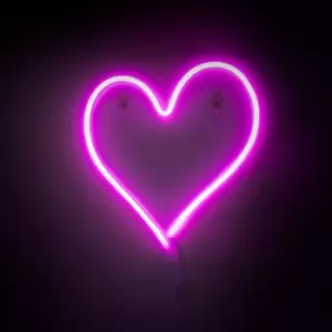 image of Pink Heart Shaped Neon Wall Light LED Sign Girls Boys Kids Bedroom Hanging Decor Party Decoration Lamp USB Powered & Plug In Lighting