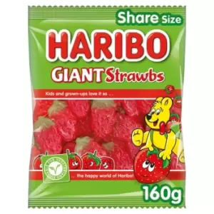 image of Haribo Giant Strawbs Sweets Sharing Bag 160g