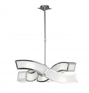 image of E27 Ceiling Pendant 3 Arm 6 Light E27, Polished Chrome, White Acrylic