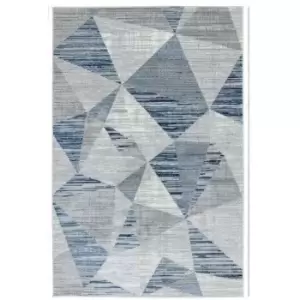 Image of Asiatic Orion Blocks OR14 Rug - Blue - 080x150cm, Geometric - ["Silver","Gold","Blue"]