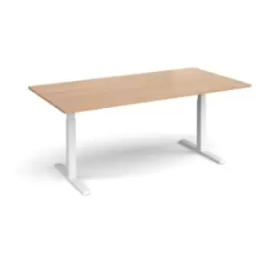 Image of Elev8 Touch boardroom table 2000mm x 1000mm - white frame and beech top