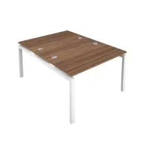 Image of Telescopic Sliding 8 Person Bench with Cut Out and White Frame - 1200mm - Dark Walnut