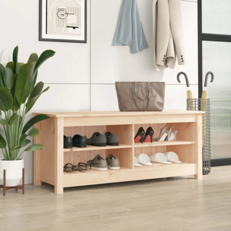 Image of VIDAXL Shoe Bench 110x38x45.5cm Solid Wood Pine Vidaxl 8720286922651
