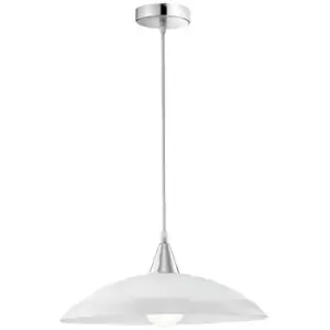 image of Netlighting Merano Daly Dome Pendant Ceiling Light Chrome Metal White Glass, Sil