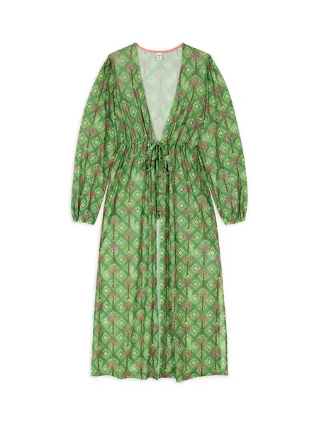Image of Chelsea Peers Chelsea Peers Tie Front Kaftan Khaki Female L QV44708