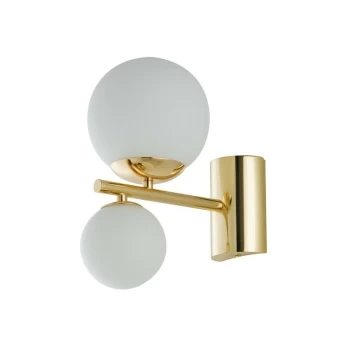 Image of Fan Europe Lighting - Fan Europe Hera - Twin Globe Wall Lamp, Gold, Opal, G9