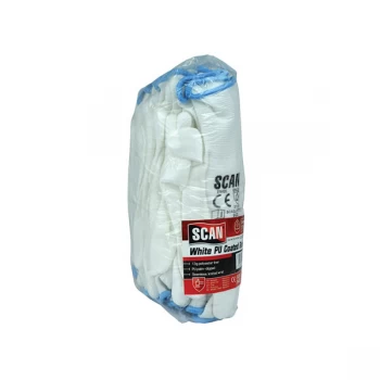 Image of Scan 5004W White PU Coated Gloves - L (Size 9) (Pack 12)