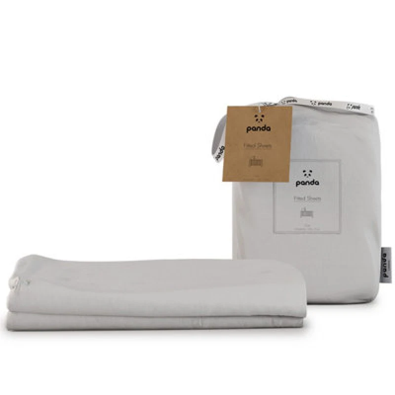 Image of Panda Panda Bamboo Plain White 320TC Kids Fitted Sheet - Cot