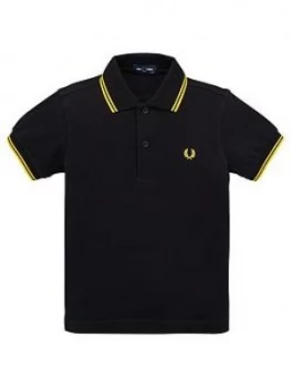 Image of Fred Perry Boys Core Twin Tipped Short Sleeve Polo Shirt - Black, Size 2-3 Years