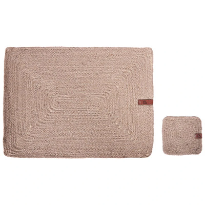 Image of Beliani 12 Piece Placemats And Coasters Set Saltbush Natural Jute