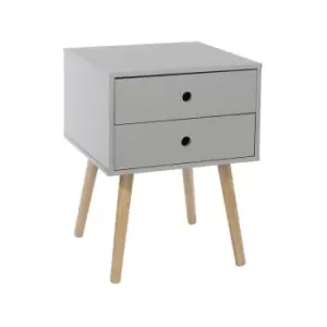 image of scandia, 2 drawer & wood legs bedside cabinet BSG110