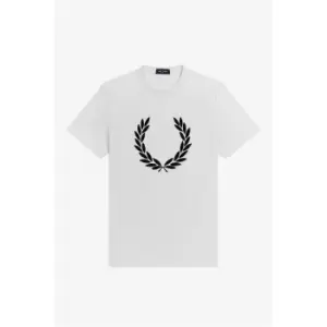 Image of Fred Perry Flock Laurel Wreath T Shirt - White