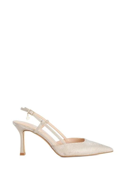 Image of Dune London Womens 'Composure' Heeled Sandals in Gold Size: 8 Gold Female 8