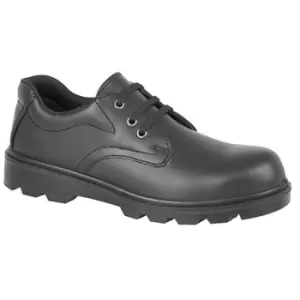 Image of Grafters Mens Plain 3 Eye Shine Leather Safety Shoes (11 UK) (Black) - Black