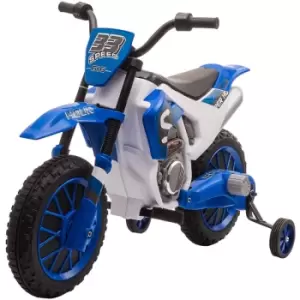 image of 12V Kids Electric Motorbike Ride-On Motorcycle w/ Training Wheels - Blue - Blue - Homcom