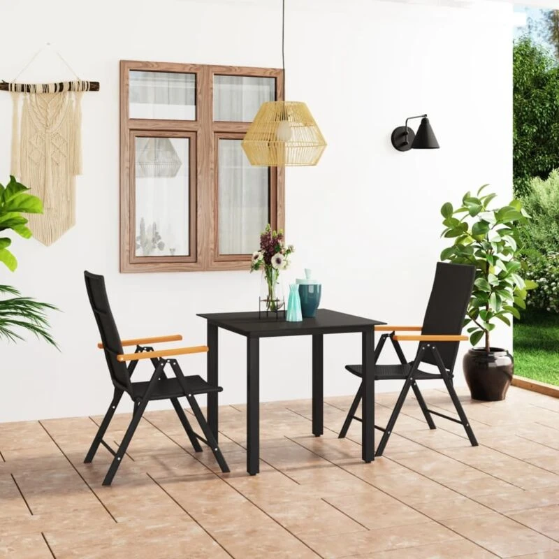 Image of VIDAXL 3 Piece Garden Dining Set Black and Brown Vidaxl 8720286228364
