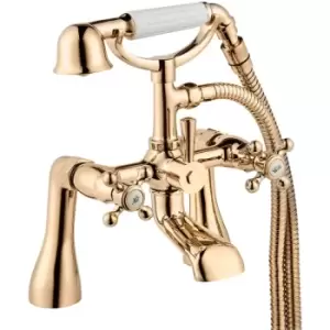 image of Deva - Tudor Pillar Mounted Bath Shower Mixer Tap Gold