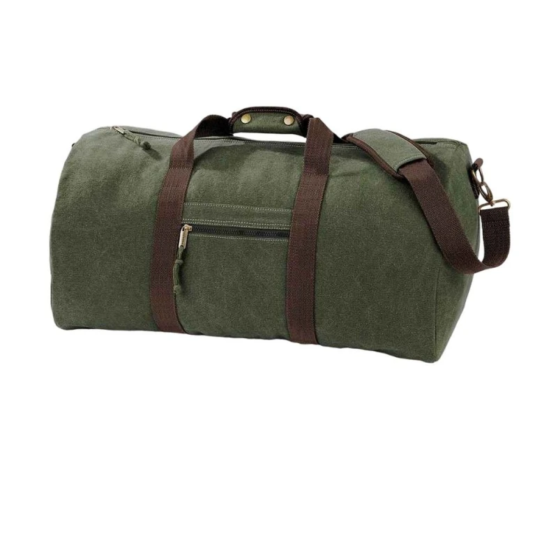 Image of Quadra Mens Vintage Canvas Holdall in Green Green Male One Size