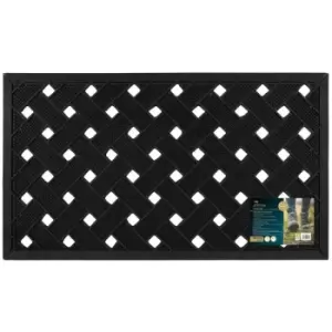 image of JVL Lattice Scraper Rubber Studs Doormat, 40x70cm, Black