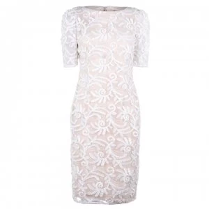 image of Adrianna Papell Soutache Dress - Ivory/ Nude