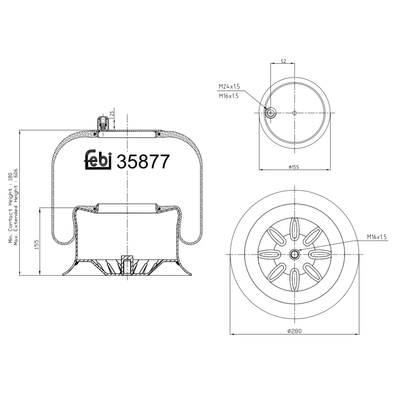 Image of FEBI BILSTEIN 35877 Boot, air suspension Rear Axle Right Boot,air suspension (324)