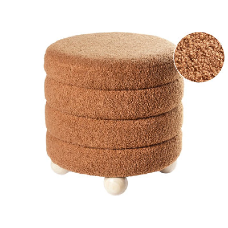 Image of Beliani Pouffe Chilly Boucle Golden Brown