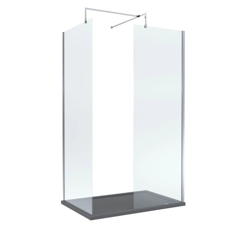 Image of Balterley 8mm Glass Wetroom Screens Chrome and Slate Grey Tray 1200 x 900mm Grey