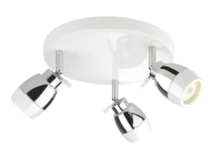 image of Marine 3 Light Flush Bathroom Ceiling Light White, Chrome IP44, GU10