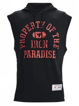 image of Urban Armor Gear Training Project Rock Charged Cotton Fleece Sleeveless Hoodie - Black/Red, Size L, Men