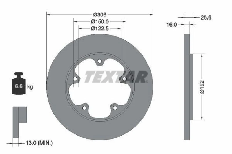 Image of Brake disc TEXTAR 92274103