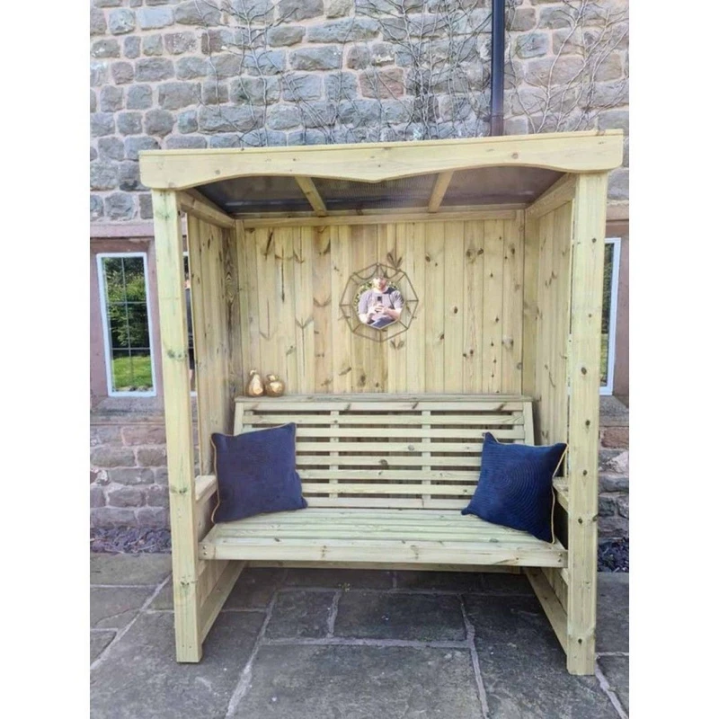 Image of Churnet Valley Garden Furniture Ltd 4 Seasons 3 Seat Arbour - Min. Assembly Required - Set of Cushions Inc in Brown Brown Unisex