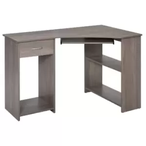 Image of HOMCOM L-Shaped Corner Computer Desk w/ 2 Shelves Wide Worktop Keyboard Tray Drawer & CPU Stand Home Office Study Bedroom Furniture Grey