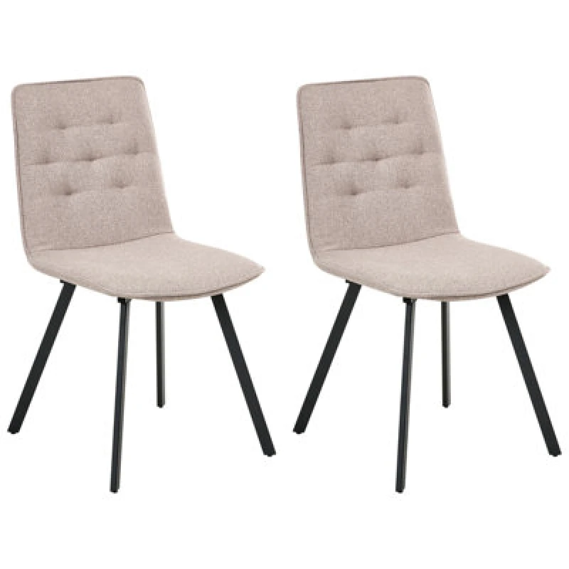 Image of Beliani Set Of 2 Dining Chairs Carver Fabric Light Brown