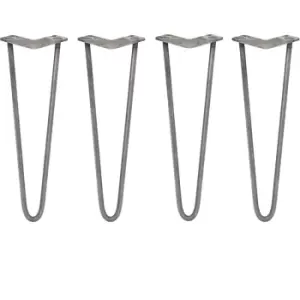 Image of 4 x Hairpin Leg - 16 - Unfinished - 2 Prong - 12m - Metallic