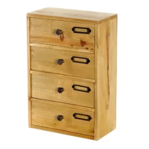 image of Tall 4 Drawers Wooden Storage 23 x 13 x 34 cm