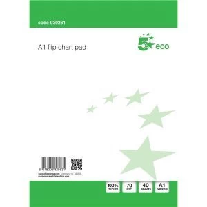 image of 5 Star Eco A1 Recycled Flipchart Pad Perforated 40 Sheets White Pack of 5 Pads