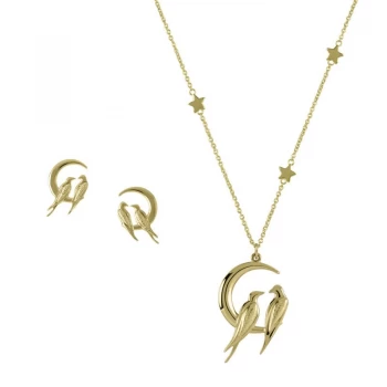 image of Ladies Sara Miller Moonlight Love Birds Necklace & Stud Earring Set