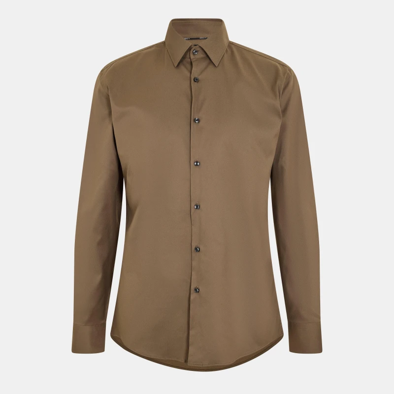Image of Boss Mens P Hank Kent Long Sleeve Oxford Shirt Green male 15 inch