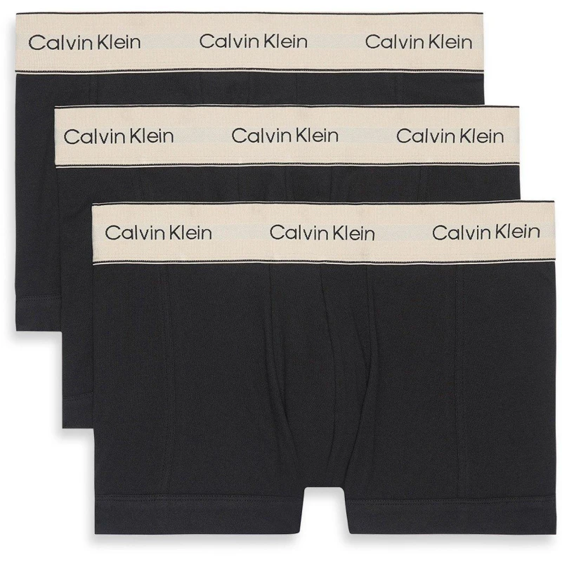 Image of Calvin Klein Mens Elastic Waistband Trunks Blk/Blk/Blk male Small