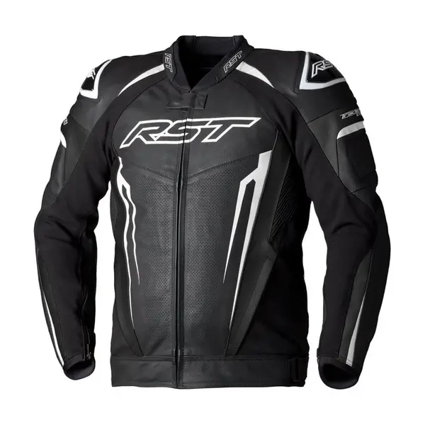 Image of RST Tractech Evo 5 Leather Jacket Black White Black Size 52