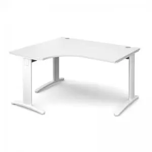 image of TR10 deluxe left hand ergonomic desk 1400mm - white frame and white