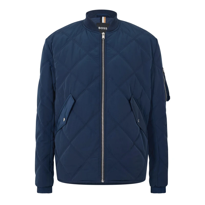 Image of Boss Mens Caramo Bomber Jacket Dark Blue male 36 (46)