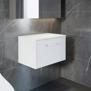 image of Hudson Reed Juno Wall Hung 1-Drawer Vanity Unit with Worktop 600mm Wide - White Ash