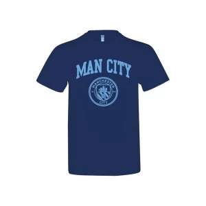 Image of Man City Crest T Shirt Navy Adults M